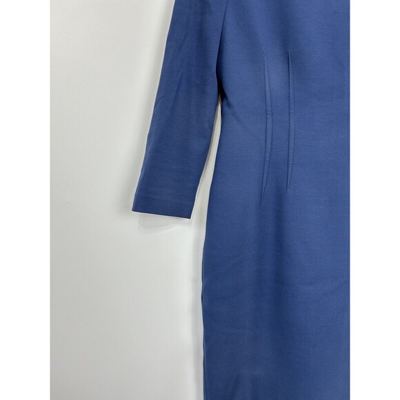 Elie Tahari Career Dress Size 6‎ Blue Scuba Knit Layer Notch Square Neck Zip - Picture 4 of 13